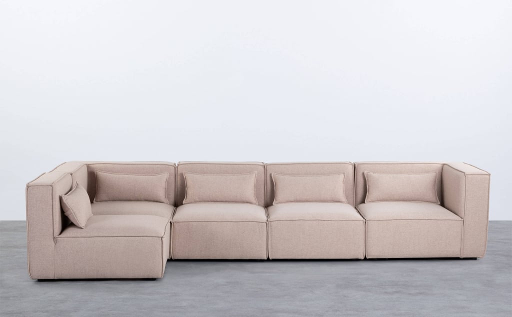 5-tlg. modulares Sofa mit 2 Ecksesseln aus Kilhe-Stoff