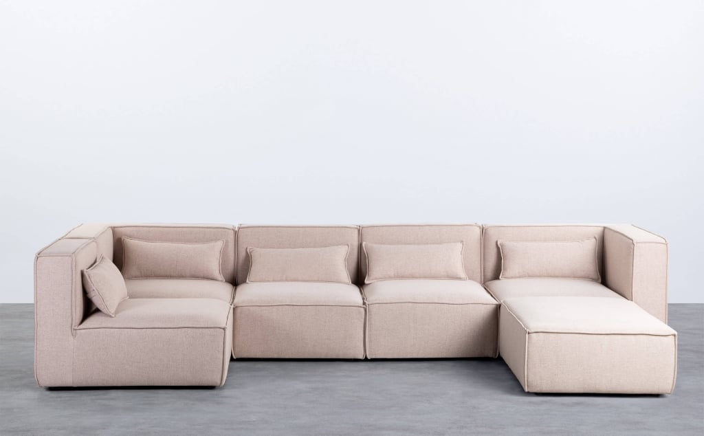 Kilhe Modular 5-teiliges Sofa und Pouf aus Stoff