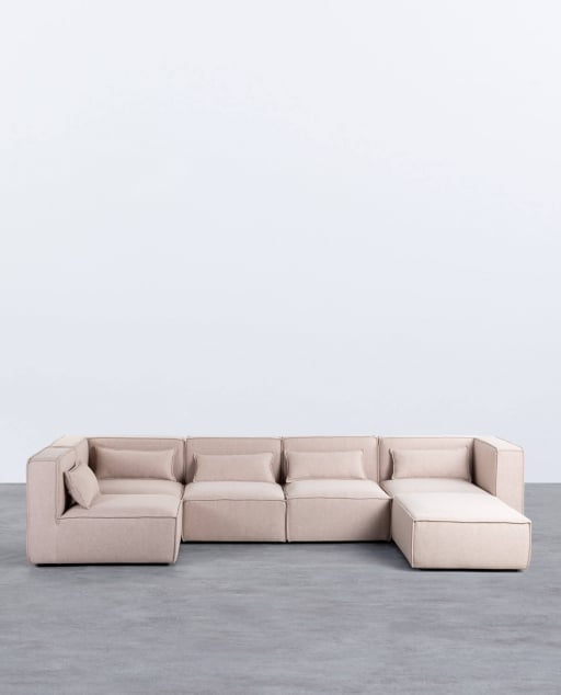 Kilhe Modular 5-teiliges Sofa und Pouf aus Stoff
