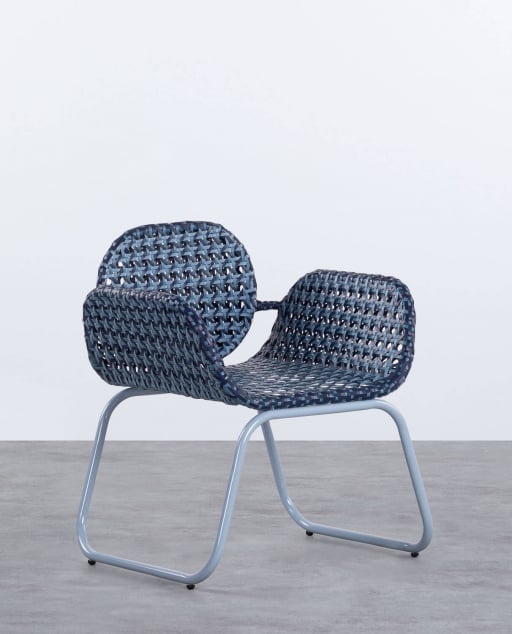 Outdoor-Stuhl aus Aluminium und synthetischem Rattan mit Armlehnen Roys