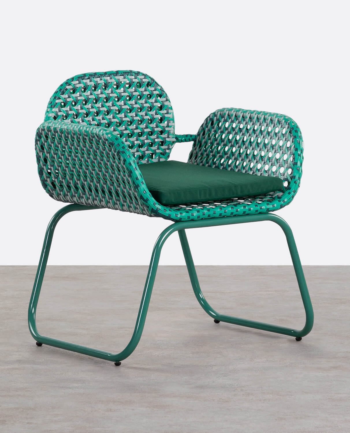 Outdoor-Stuhl aus Aluminium und synthetischem Rattan mit Polsterung Roys, Galeriebild 1