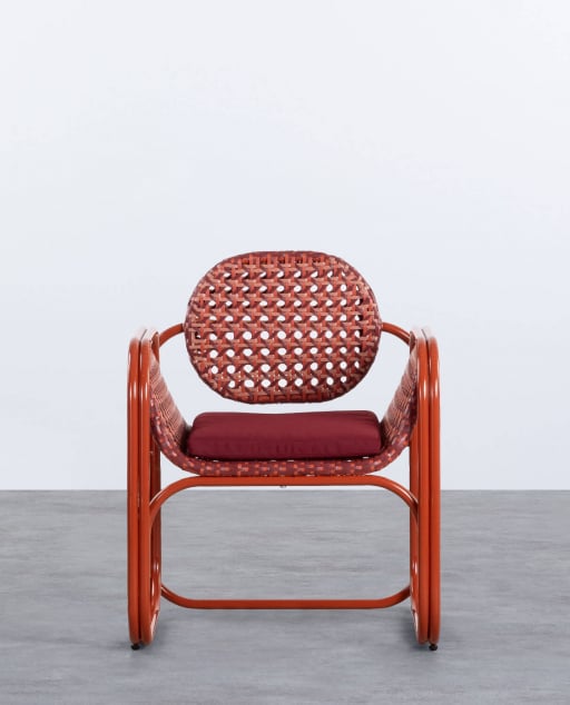 Sessel mit Armlehnen aus Aluminium und synthetischem Rattan mit Kissen Roys