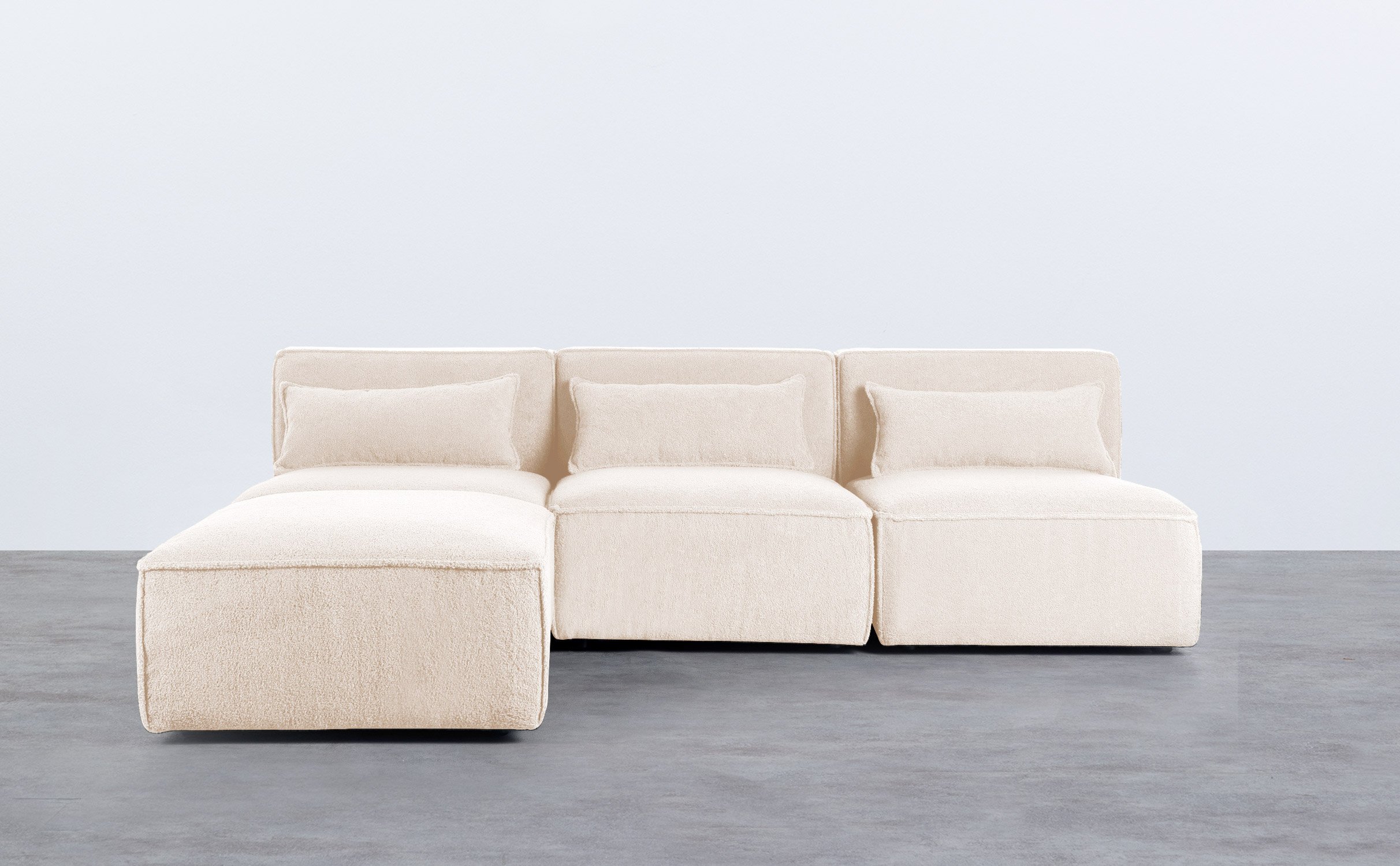 Modulares Sofa 3-Teilig und Pouf aus Bouclé Stoff Kilhe, Galeriebild 1