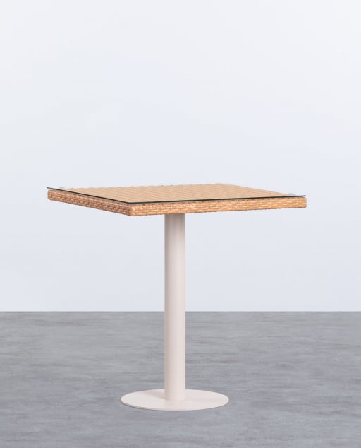 Quadratischer Outdoor-Tisch aus Aluminium und gehärtetem Glas (70x70 cm) Roys