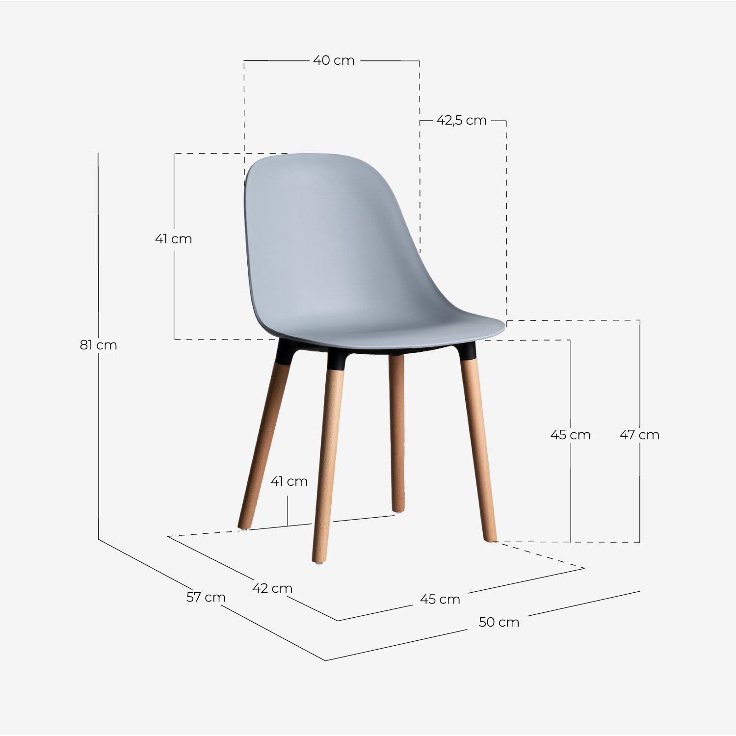2er-Pack Outdoor-Stühle aus Polypropylen und Holz Reine, Maße