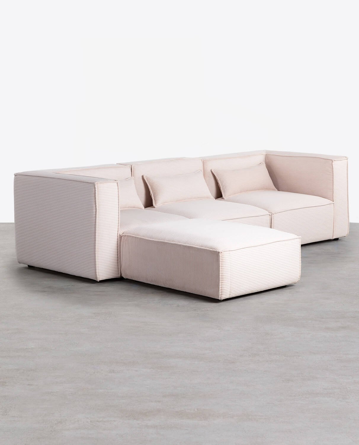 Modulares 3-Teiliges Sofa mit 2 Eckteilen und Sessel mit dickem Cord-Puff Kilhe, Galeriebild 2