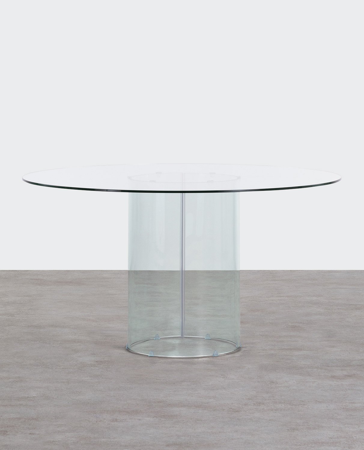 Set aus Rundem Gehärtetem Glas Kolu Esstisch und 4 Stühlen aus Polycarbonat Zuera , Galeriebild 2
