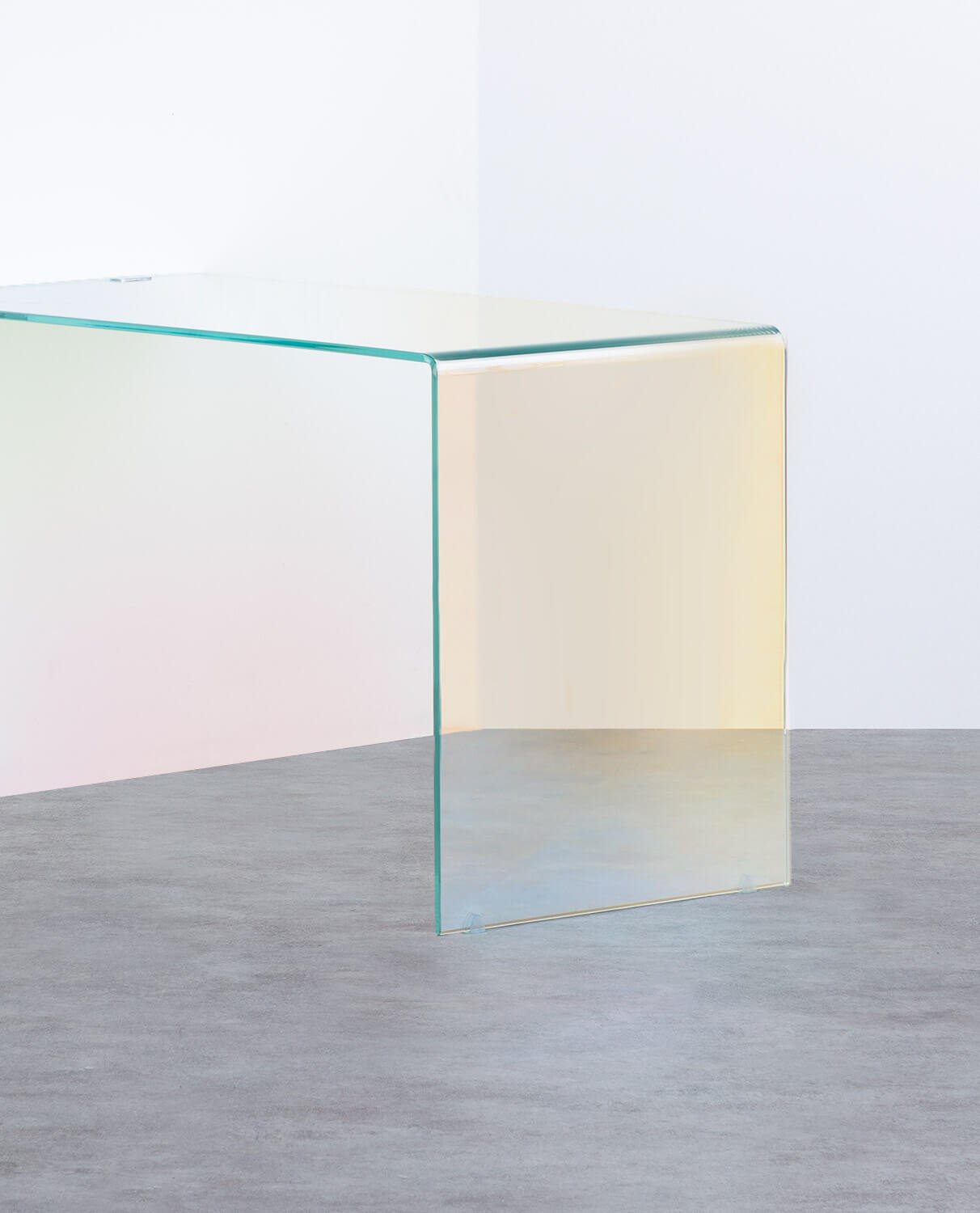 Schreibtisch und Stuhl aus gehärtetem Glas Iris mit Armlehnen aus Polycarbonat Zuera, Galeriebild 2