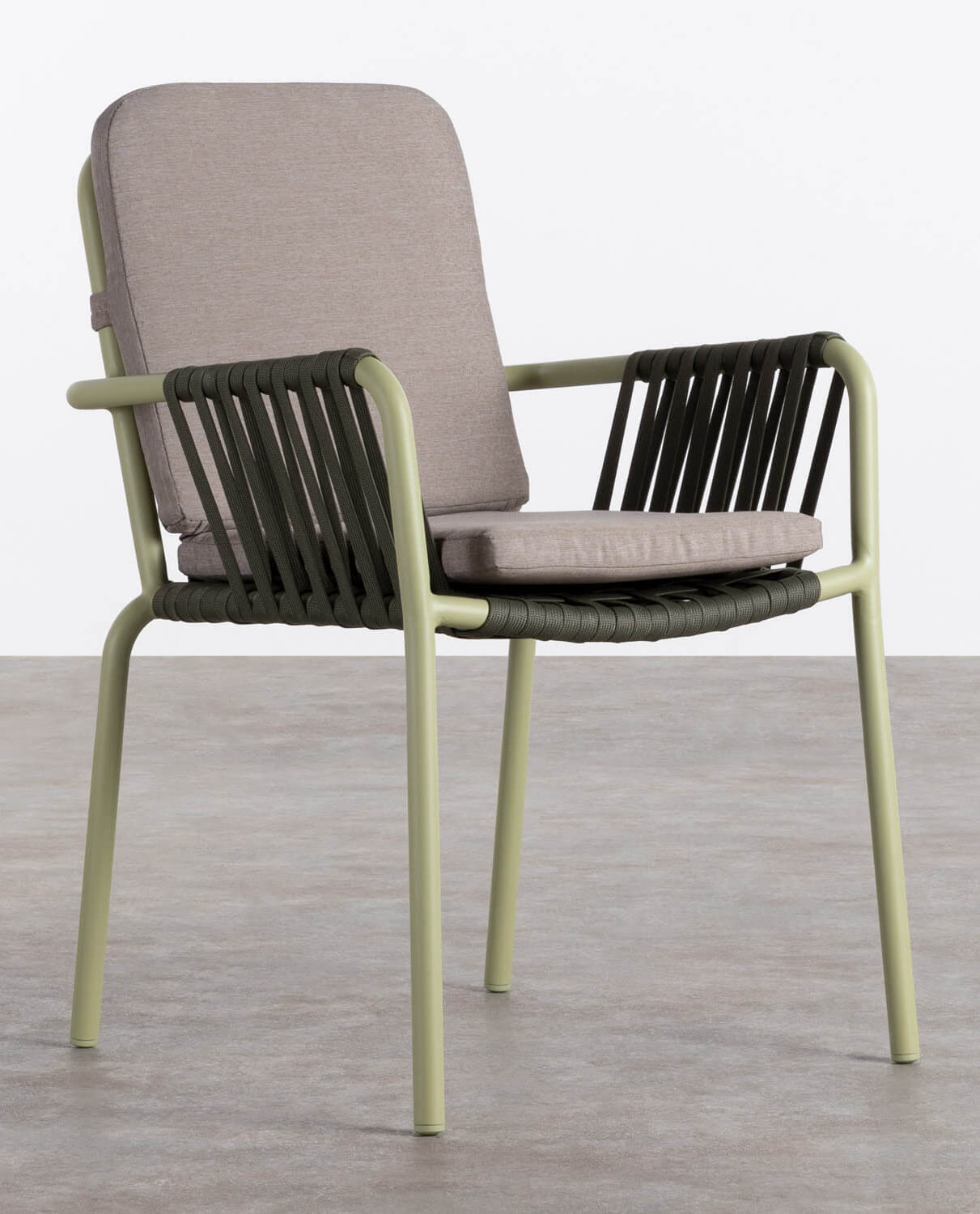 Pack 4 Esszimmerstühle mit Aluminiumarmlehnen und Seil Drian, Galeriebild 1