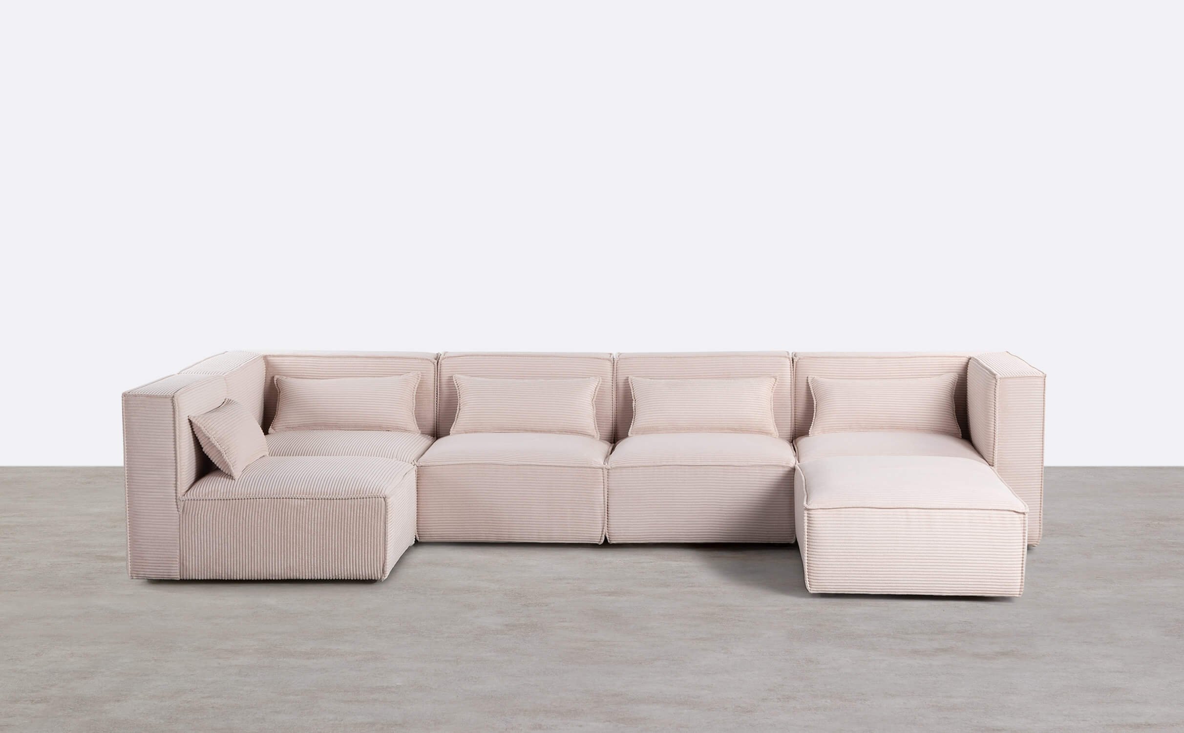 5-Teiliges Modulares Sofa mit Dickem Cord-Puff, Galeriebild 1