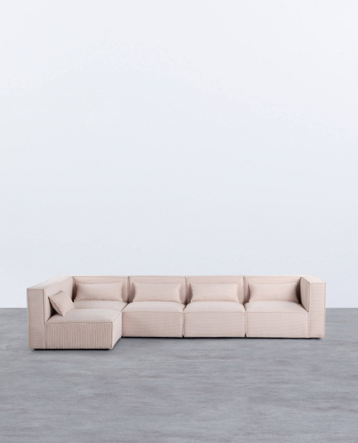 5-teiliges modulares Sofa Kilhe mit 2 dicken Cord-Eckstühlen