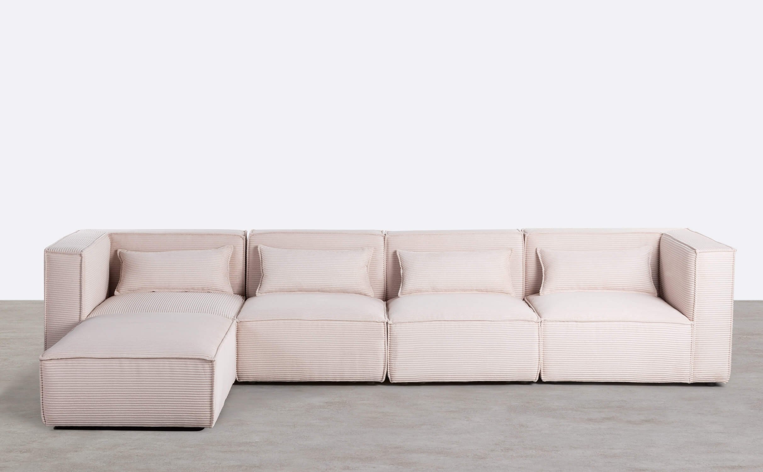 4-Tlg. Modulares Sofa mit 3 Sesseln und Dickem Kord-Puffsessel , Galeriebild 1
