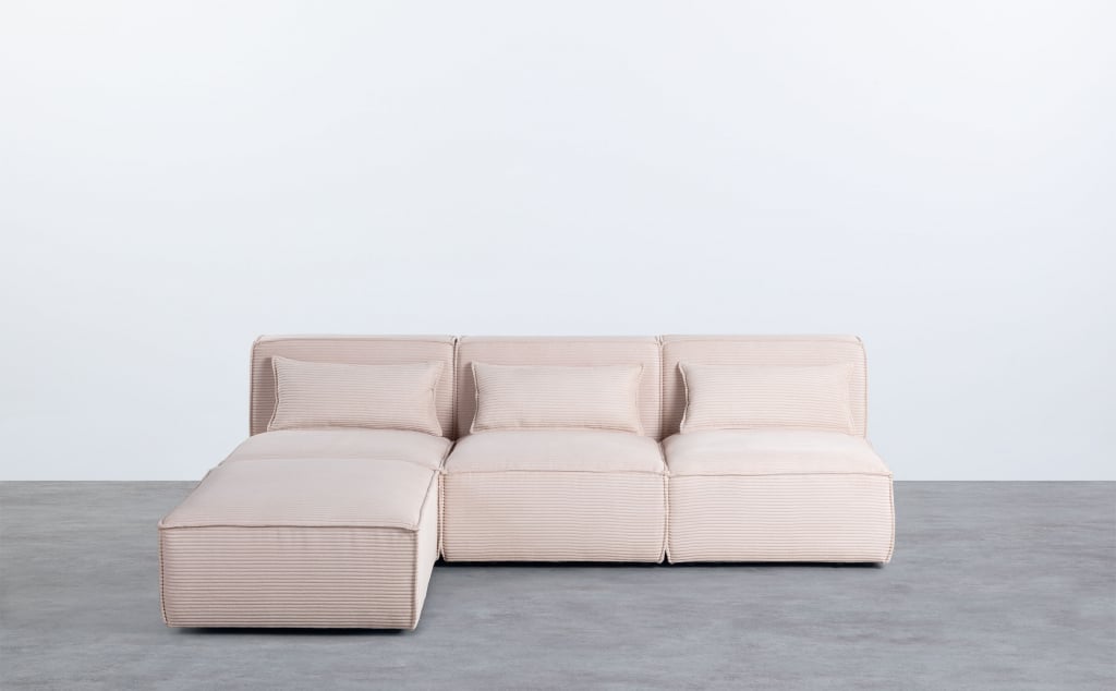 Modulares 3-Teiliges Sofa mit Dickem Kord-Puff Kilhe