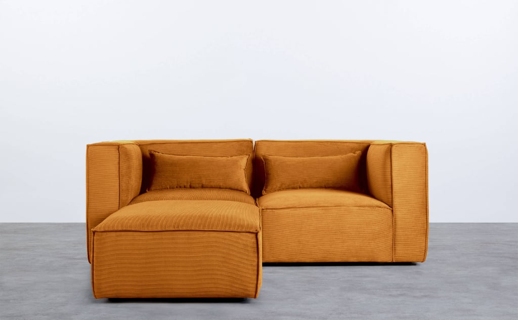 Modulares Sofa 2-Teilig mit Ecksofa und Pouf aus Kord Kilhe