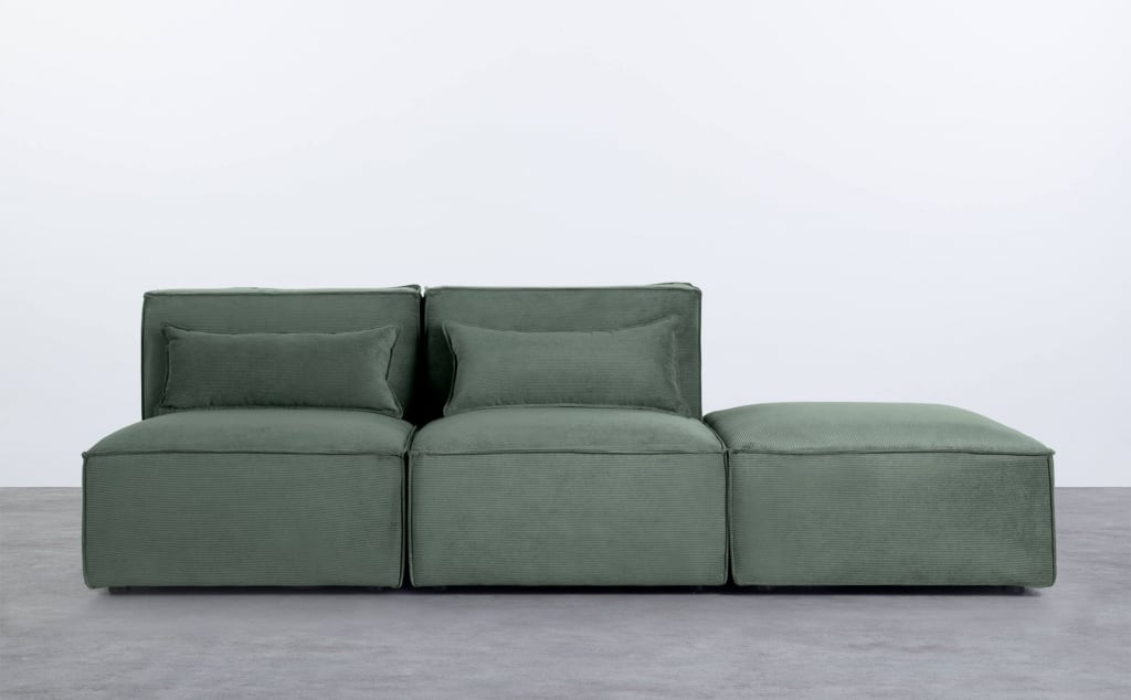 Modulares Sofa 2-Teilig und Pouf aus Kord Kilhe