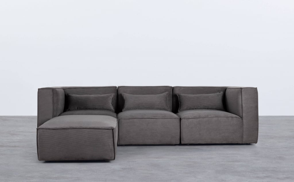 Modulares Sofa 3-Teilig mit 2 Ecksesseln und Pouf aus Kord Kilhe