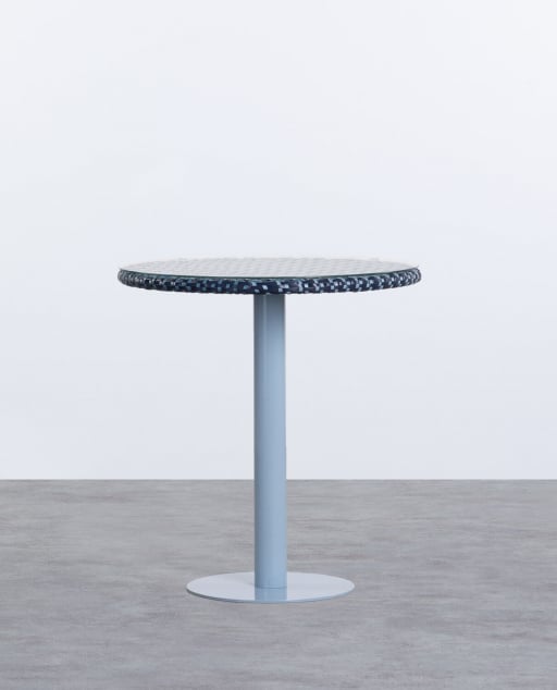 Runder Outdoor-Tisch aus Aluminium und gehärtetem Glas (Ø70 cm) Roys
