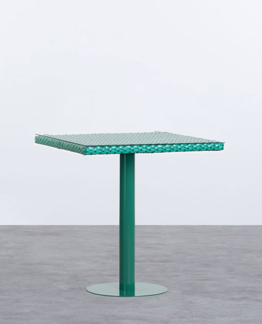 Quadratischer Outdoor-Tisch aus Aluminium und gehärtetem Glas (70x70 cm) Roys