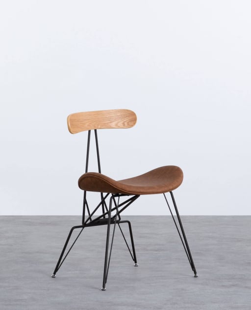 2er Pack Kunstleder und Holz Esszimmerstühle Brunela