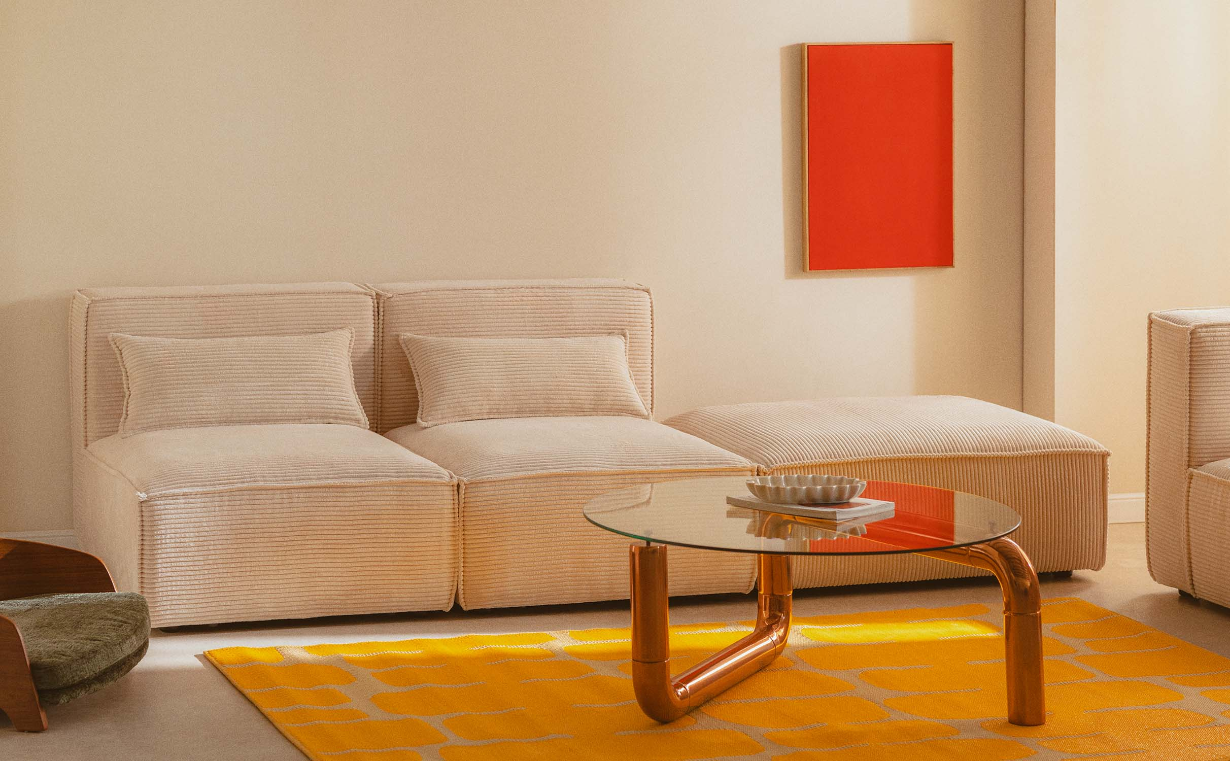Modulares 2-teiliges Sofa mit dickem Kord-Puff Kilhe, Galeriebild 1