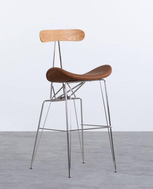 2er-Pack Kunstleder- und Holzhocker (76 cm) Brunela