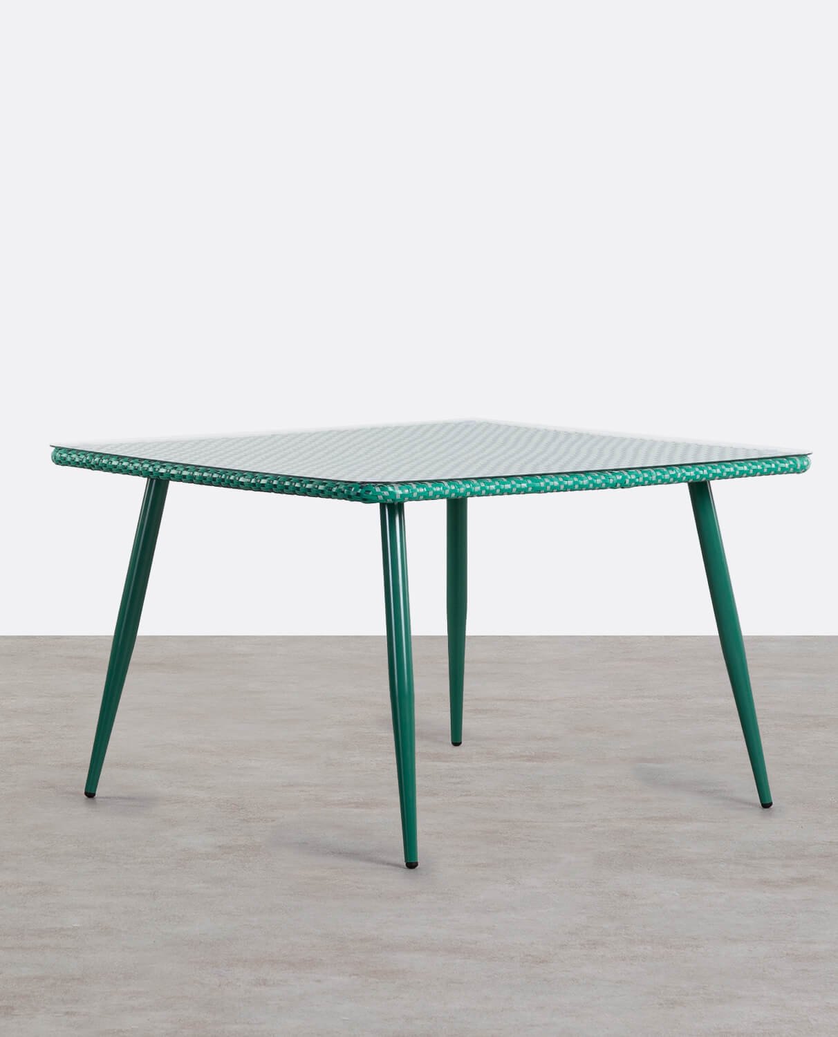 Quadratischer Outdoor-Tisch aus Aluminium und gehärtetem Glas (120x120 cm) Roys, Galeriebild 1