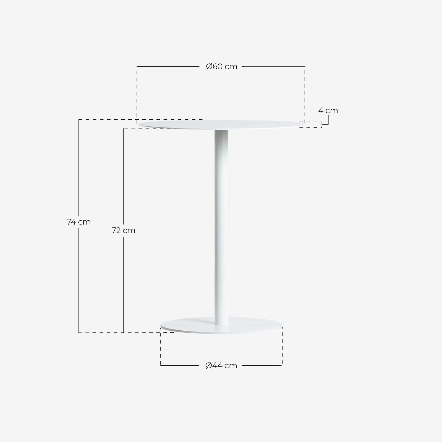 Set aus Rundem Stahl-Esstisch Denis und 2 Stahlstühlen Aras, Ma&szlig;e