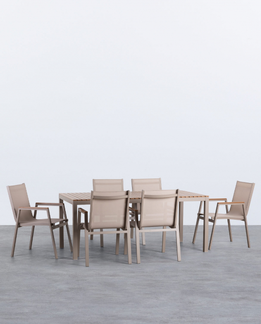 Set aus Aluminiumtisch und 6 Stühlen für draußen Korce