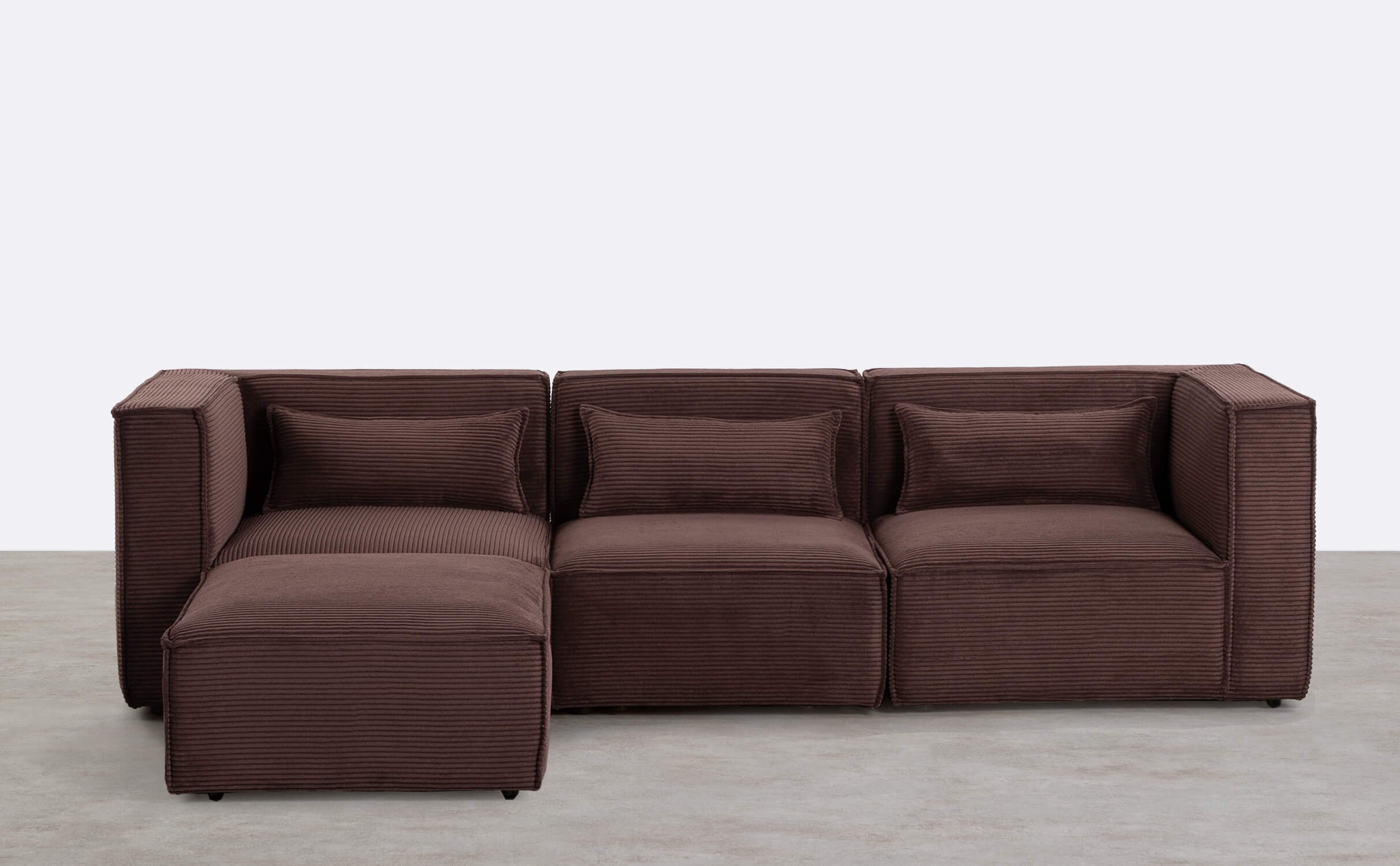 Modulares 3-Teiliges Sofa mit 2 Eckteilen und Sessel mit dickem Cord-Puff Kilhe, Galeriebild 1