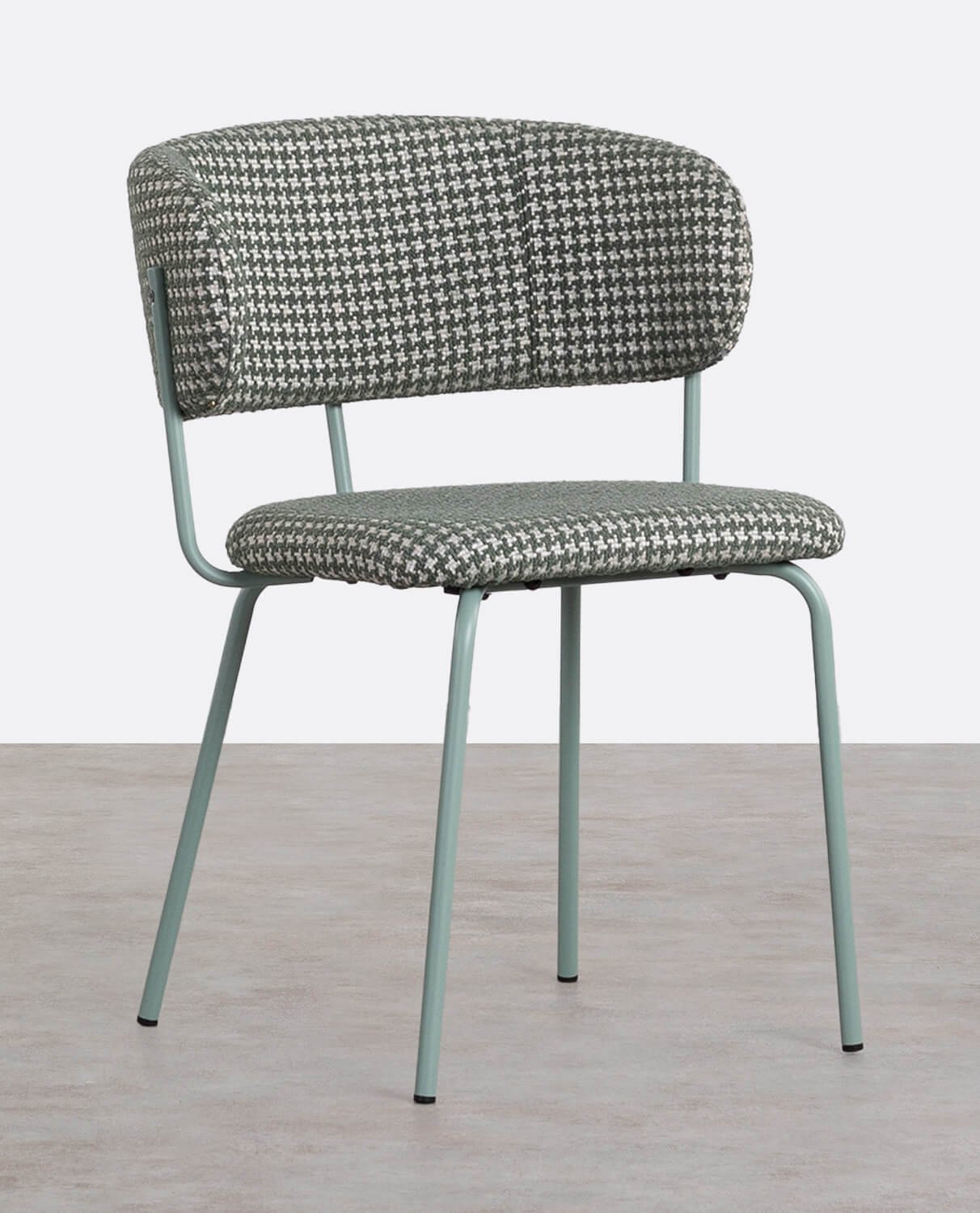 Packung mit 2 Esszimmerstühlen aus Metall und Stoff mit Bonse-Aufdruck, Galeriebild 1