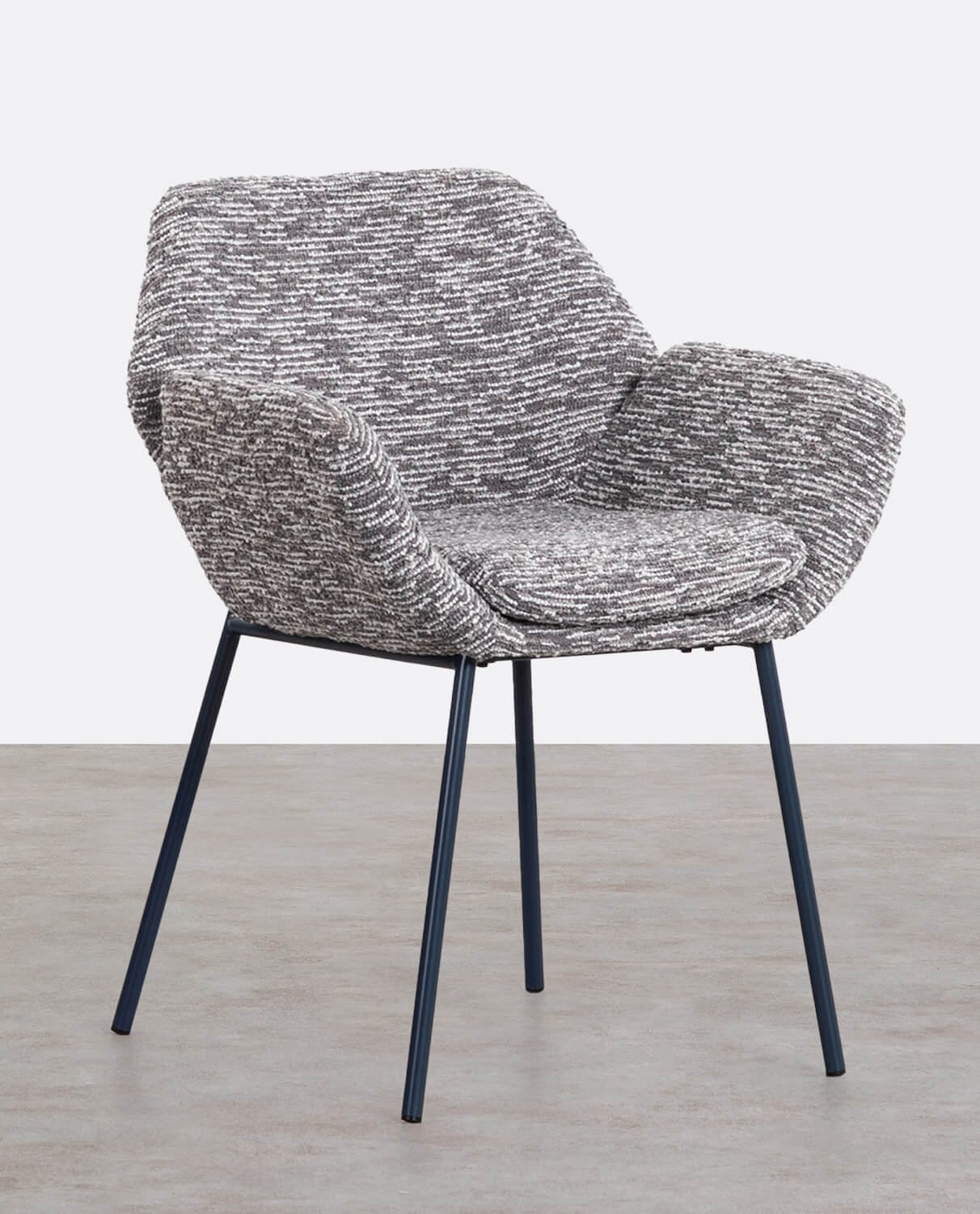 Packen Sie 4 Esszimmerstühle aus Stoff mit Aufdruck und Eider aus Metall , Galeriebild 1