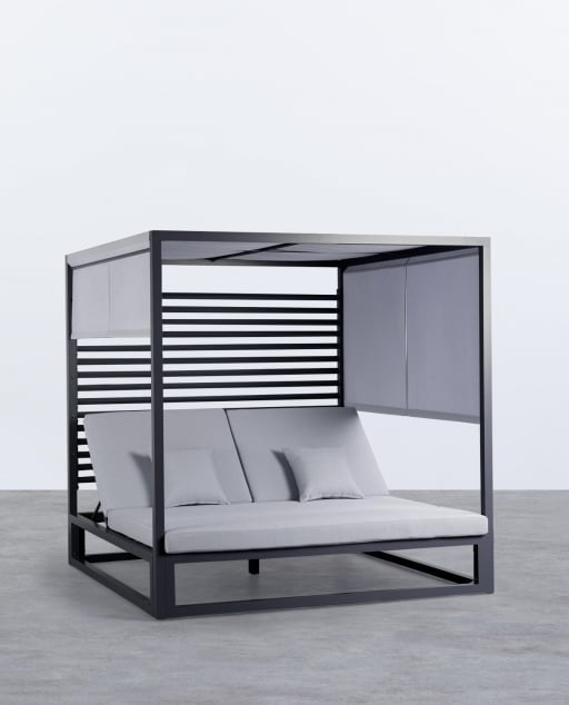 Balinesisches Liegebett aus Stoff und Aluminium Mersia