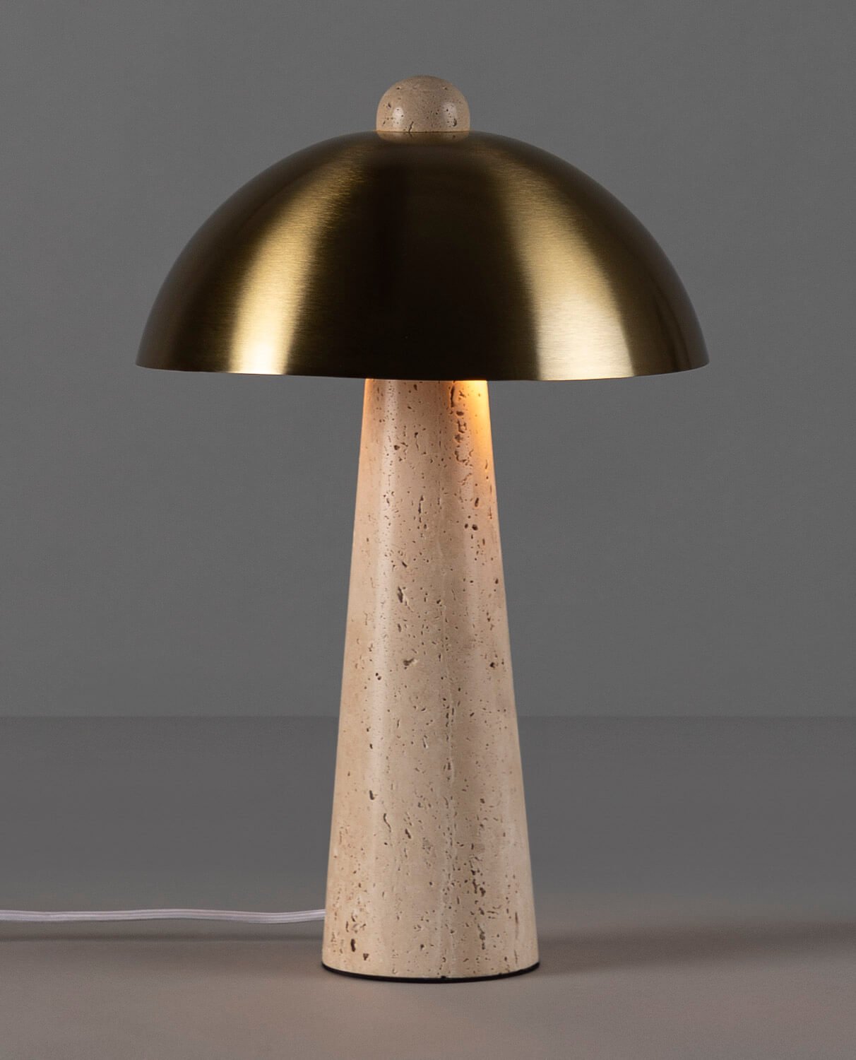 Tischlampe aus Metall mit Travertin-Marmor Hugo, Galeriebild 2