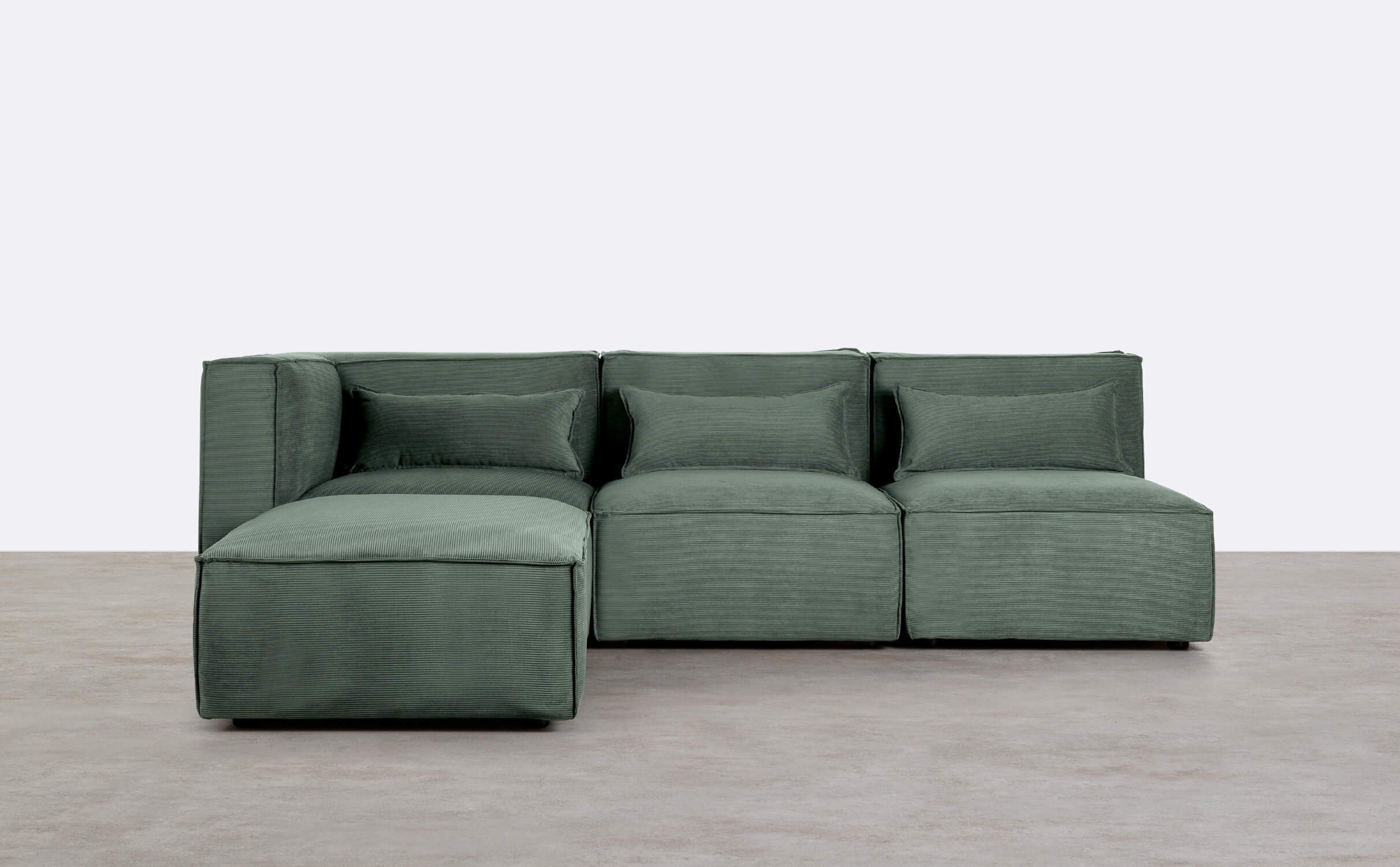 Modulares Sofa 3-Teilig mit 2 Sesseln und Pouf aus Kord Kilhe, Galeriebild 1