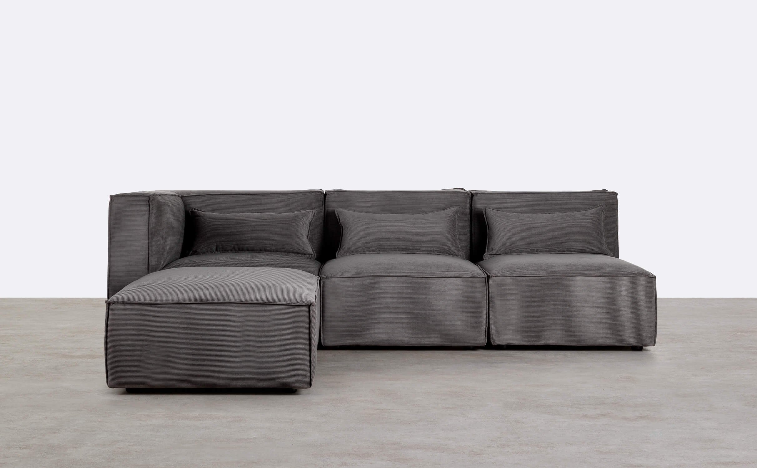 Modulares Sofa 3-Teilig mit 2 Sesseln und Pouf aus Kord Kilhe, Galeriebild 1