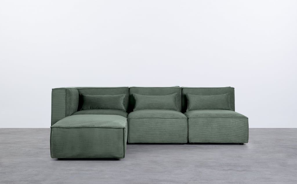 Modulares Sofa 3-Teilig mit 2 Sesseln und Pouf aus Kord Kilhe