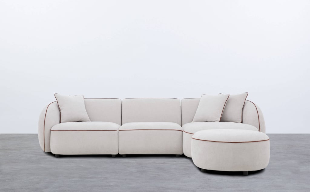 Modulare 3-Teilige Chaiselongue-Sofa mit Ecksofa und rundem Sitzkissen aus Ilham-Stoff