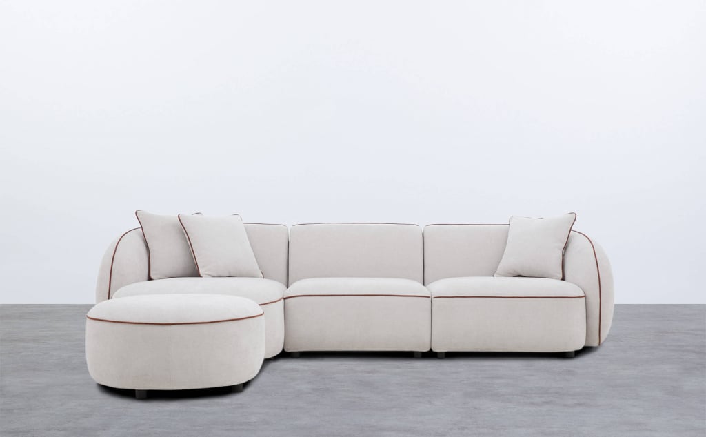 Modulare 3-Teilige Chaiselongue-Sofa mit Ecksofa und rundem Sitzkissen aus Ilham-Stoff