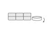 3-teiliger Modularer Sofasessel mit Rundem Ilham-Stoffhocker 