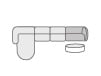 Modulares 4-teiliges Ecksofa mit Chaiselongue und rundem Ilham-Stoffpolster 