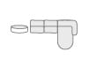 Modulares 3-teiliges Chaiselongue-Sofa mit 2 Sesseln und rundem Ilham-Stoffhocker