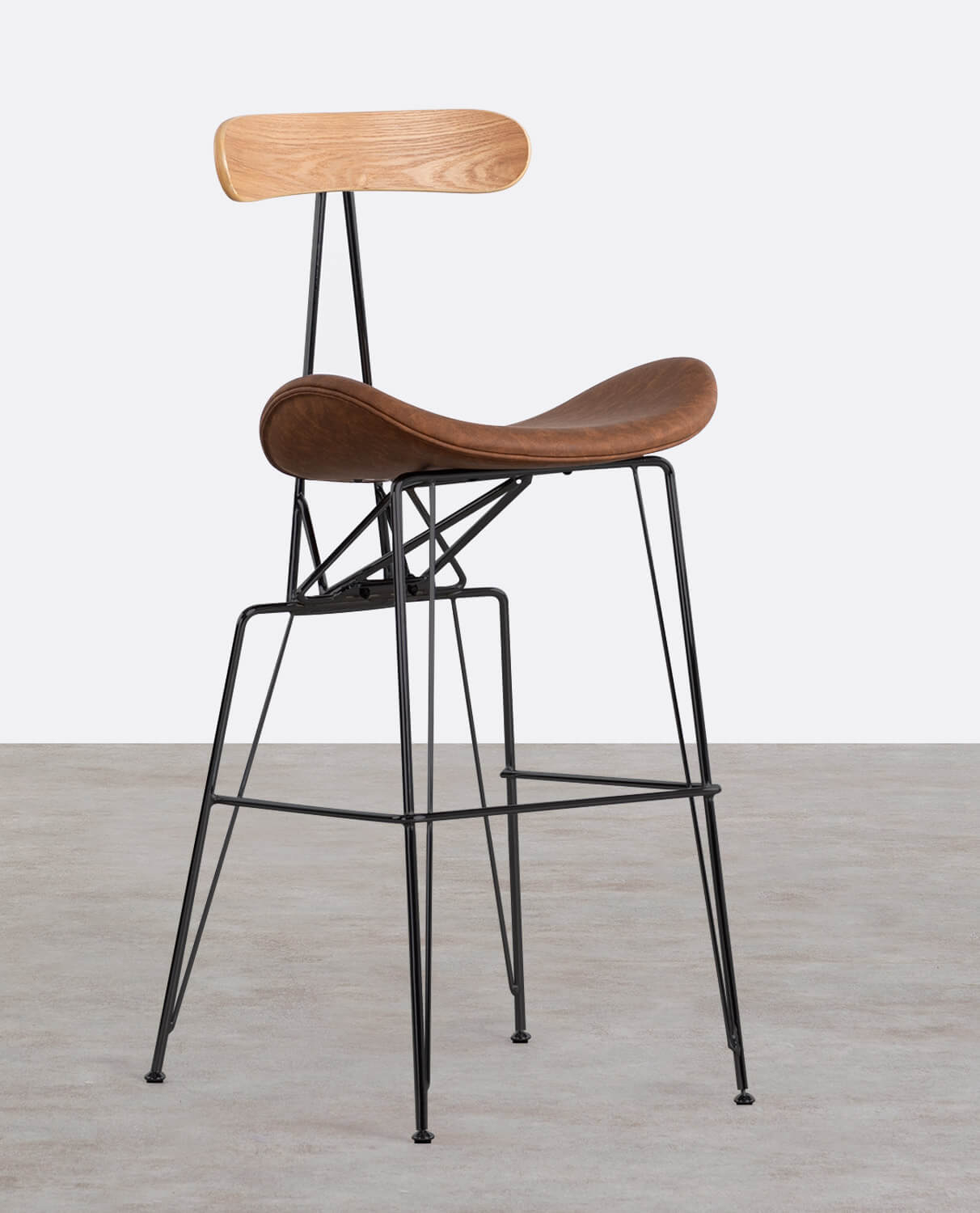 Pack Sie 4 Hohe Hocker aus Kunstleder und Holz (76 cm) Brunela, Galeriebild 1