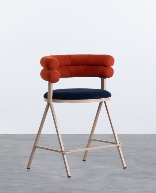 Pack Sie 4 Hohe Hocker aus Stoff und Metall (66 cm) Aixa