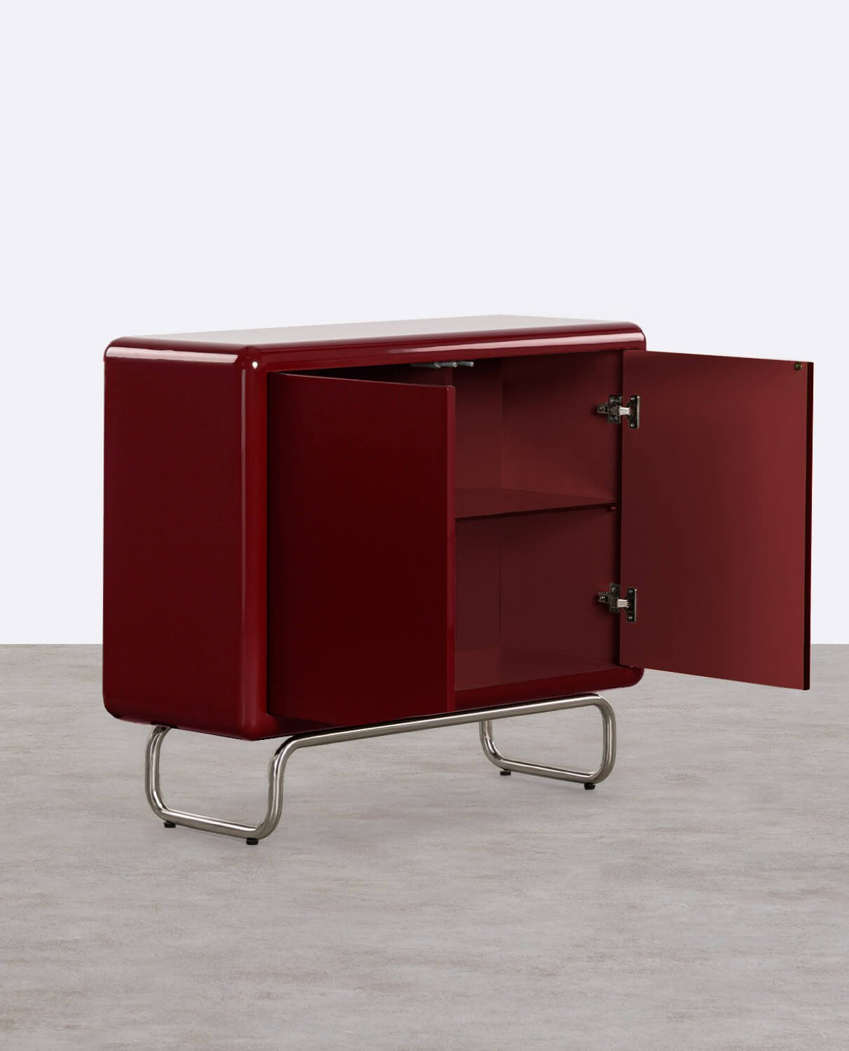 Niedriges Sideboard mit 2 Türen aus Holz und Metall in den Farben Candela Colours, Galeriebild 2