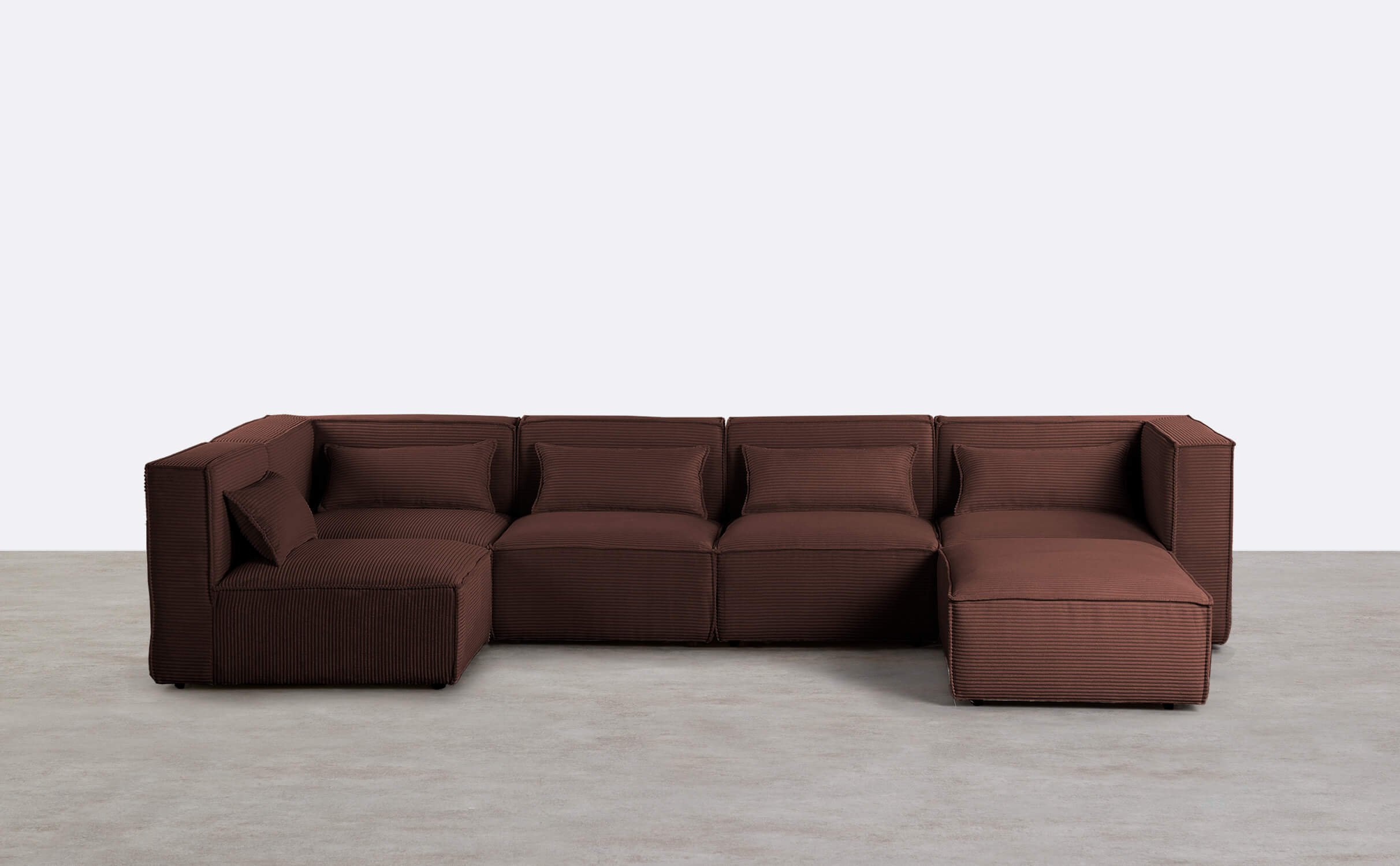 5-Teiliges Modulares Sofa mit Dickem Cord-Puff, Galeriebild 1