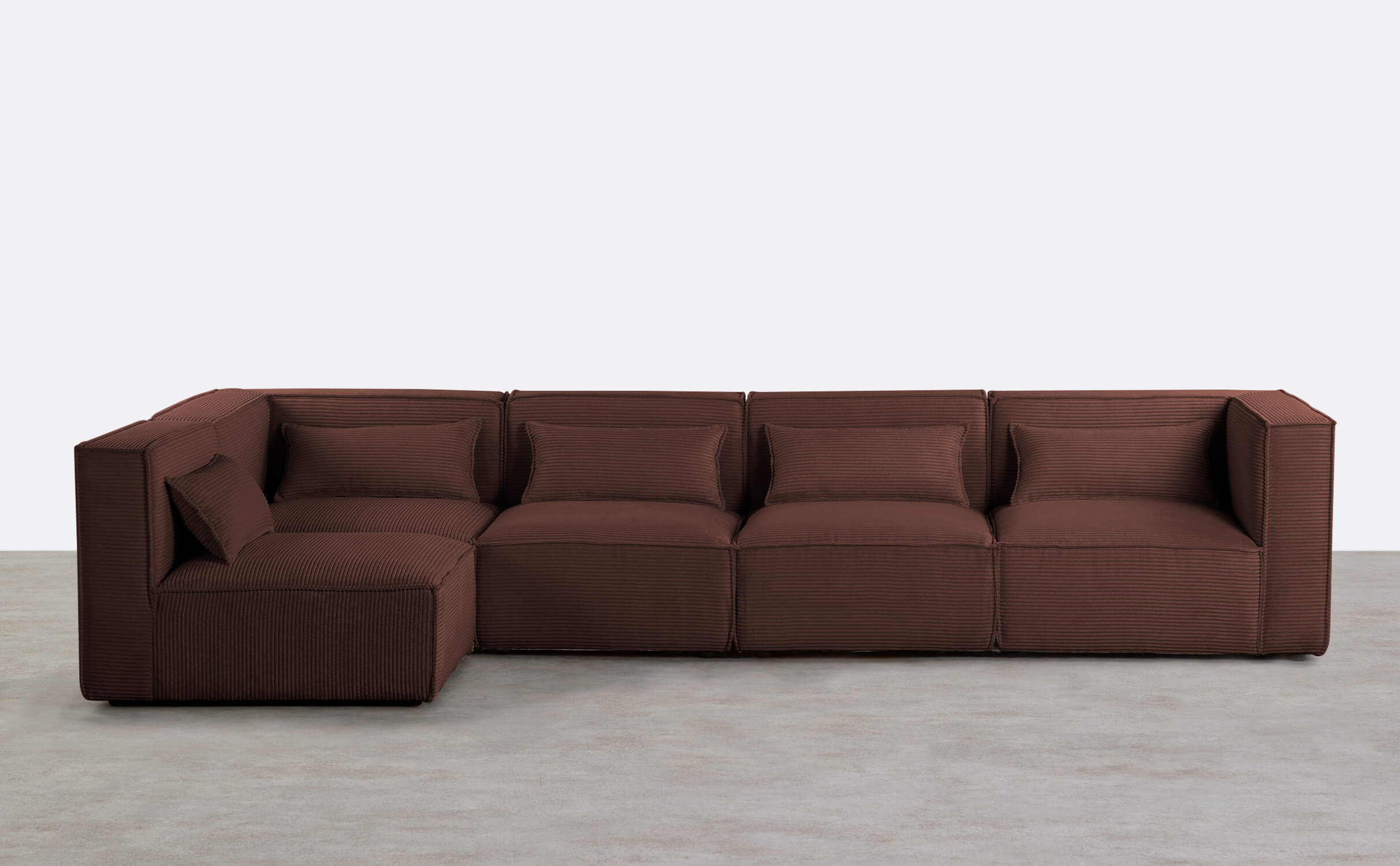 5-teiliges modulares Sofa Kilhe mit 2 dicken Cord-Eckstühlen, Galeriebild 1