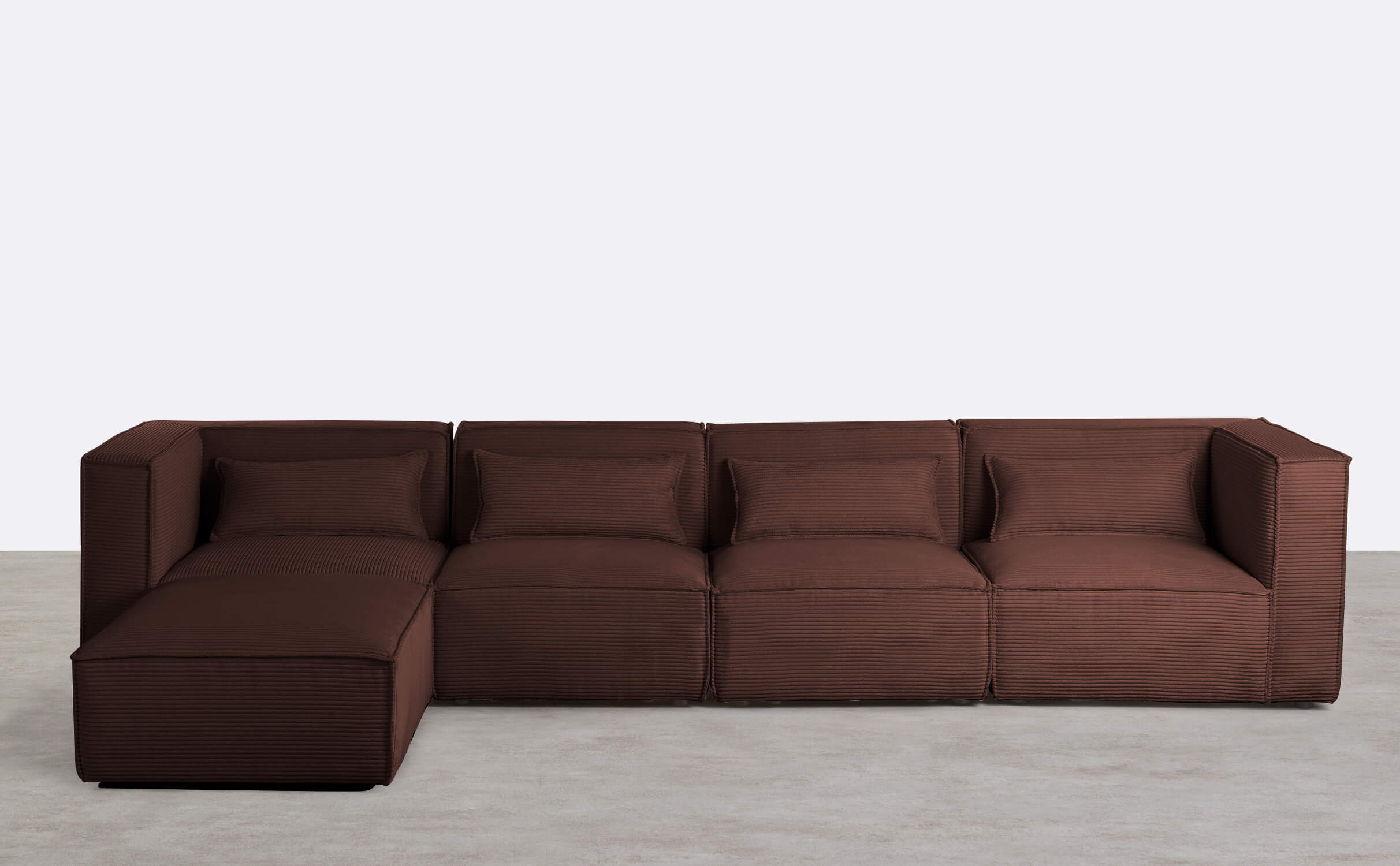 4-Tlg. Modulares Sofa mit 3 Sesseln und Dickem Kord-Puffsessel , Galeriebild 1