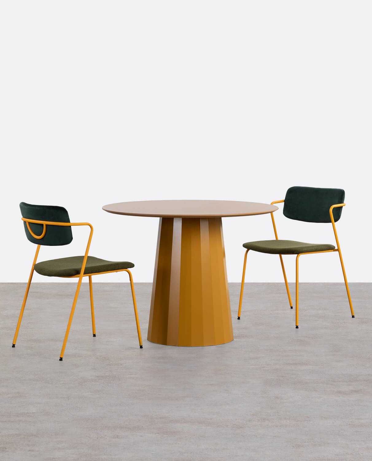 Irem Rundes Esstisch-Set (Ø100 cm) und 2 Irun-Stoffstühle, Galeriebild 1