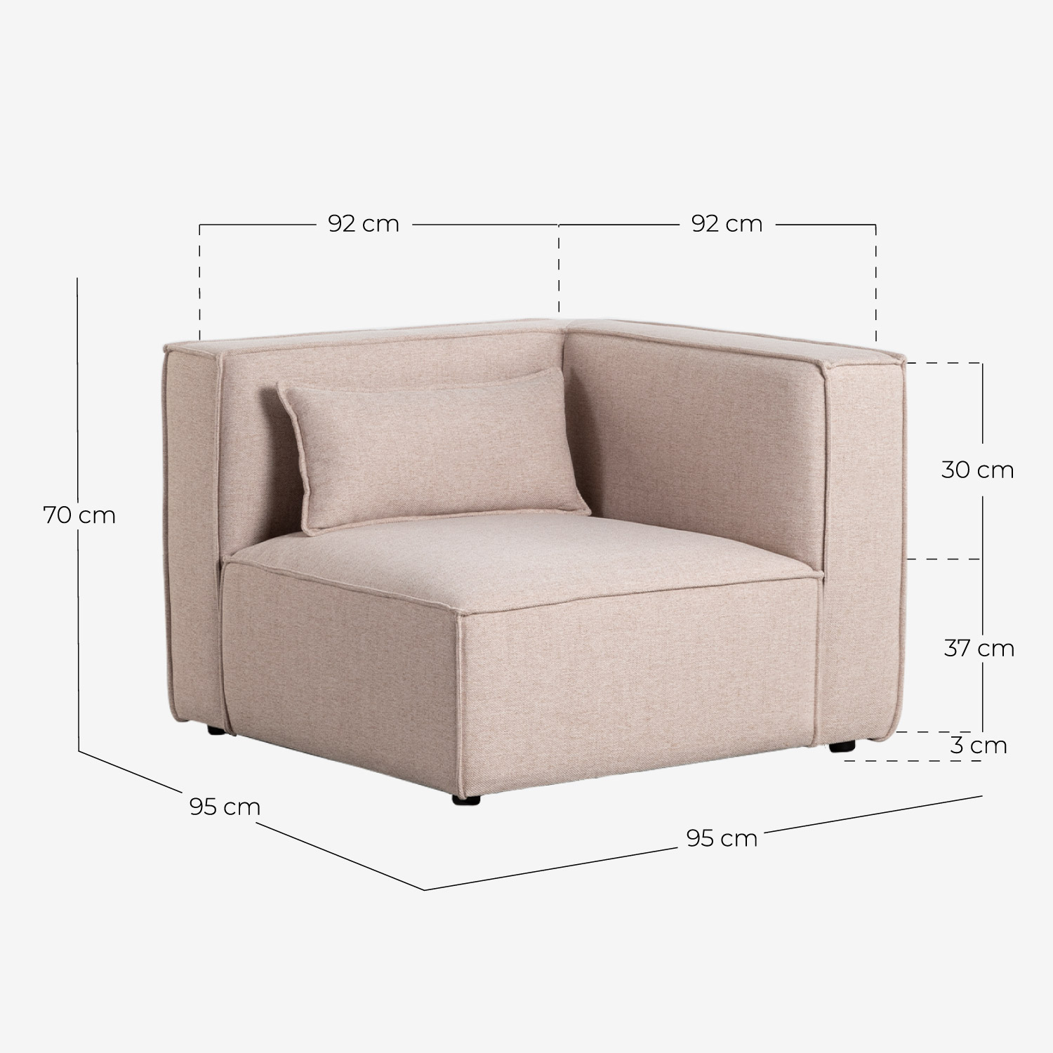 Kilhe Modular Corner 2 teiliges Sofa in Stoff themasie