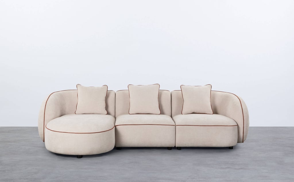 Modulares 3-teiliges Chaiselongue-Sofa mit Eck- und Ilham-Stoffsessel